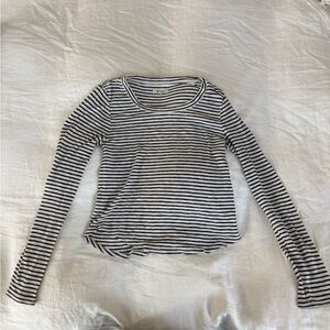 Madewell Black and White Striped Long Sleeve Tee